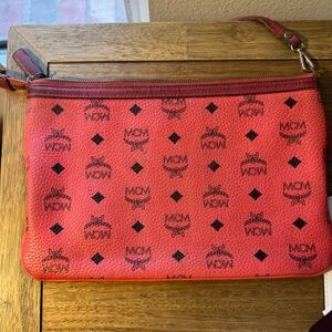 MCM Red and Black Logo Clutch